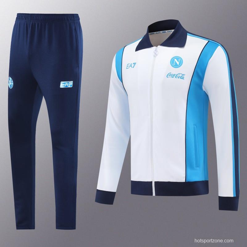 25/26 SSC Napoli White  Full zipper Jacket Tracksuit+ long pants