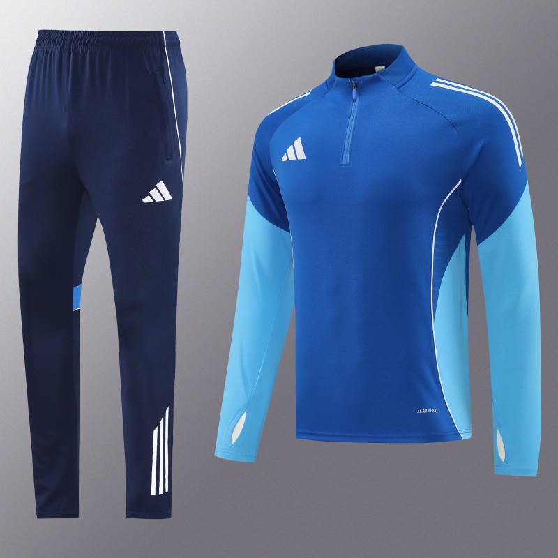 25/26  Adidas Royal Blue/Sky Blue Full zipper Jacket Tracksuit+ long pants