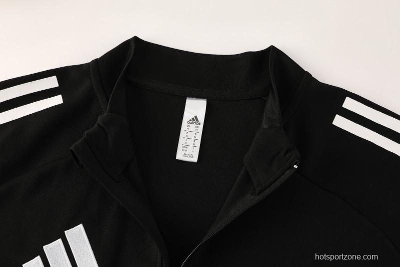 25/26  Adidas Black Full zipper Jacket Tracksuit+ long pants