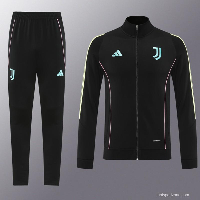 25/26  Juventus Black  Full zipper Jacket Tracksuit+ long pants