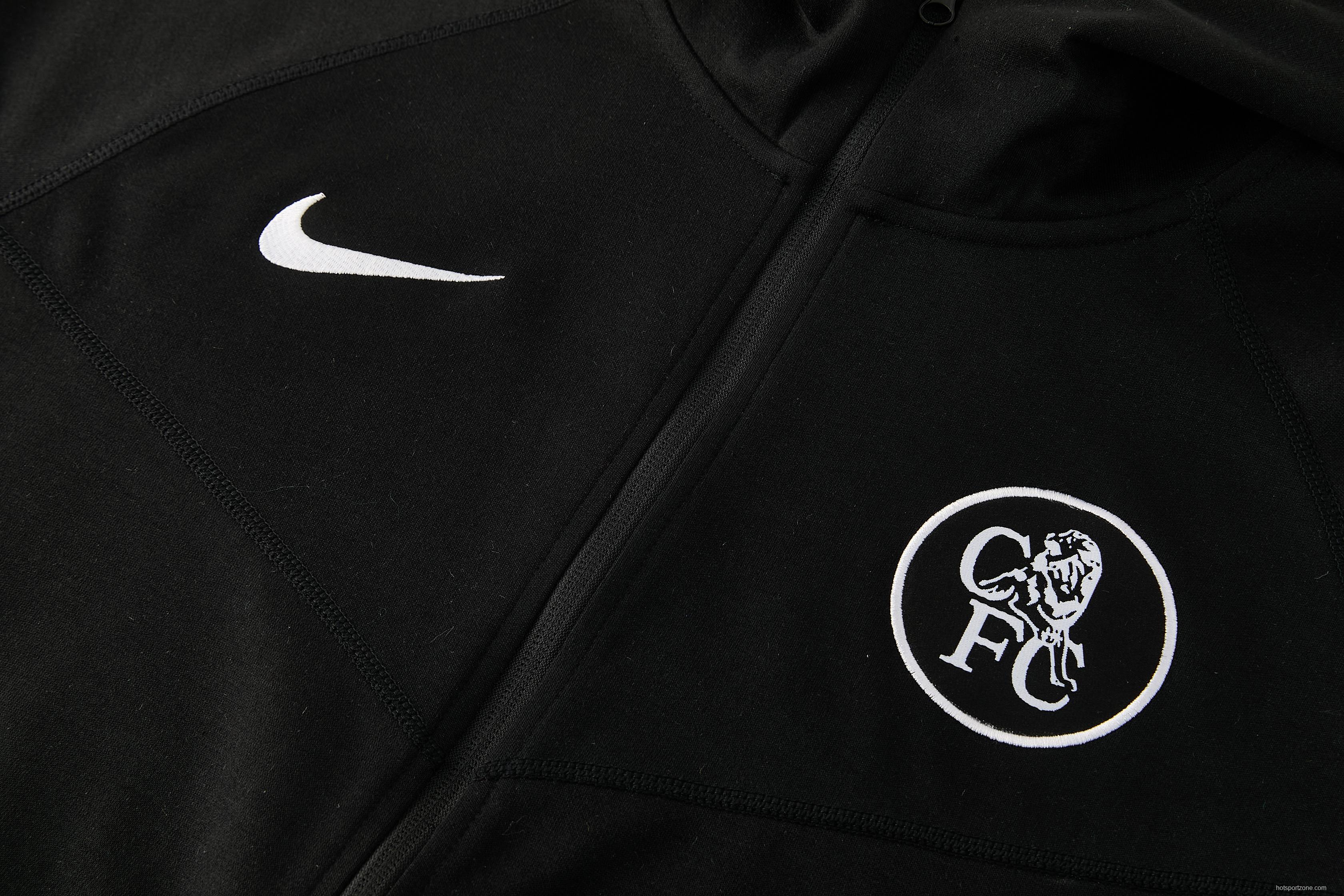 25/26 Chelsea Black Full Zipper Hoodie Windbreaker + Long Pants