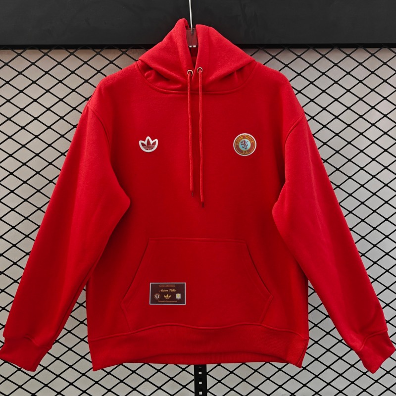 Player Version 2026  Aston Villa x Adidas Home Embroidered Fleece Hoodie 9 Colors