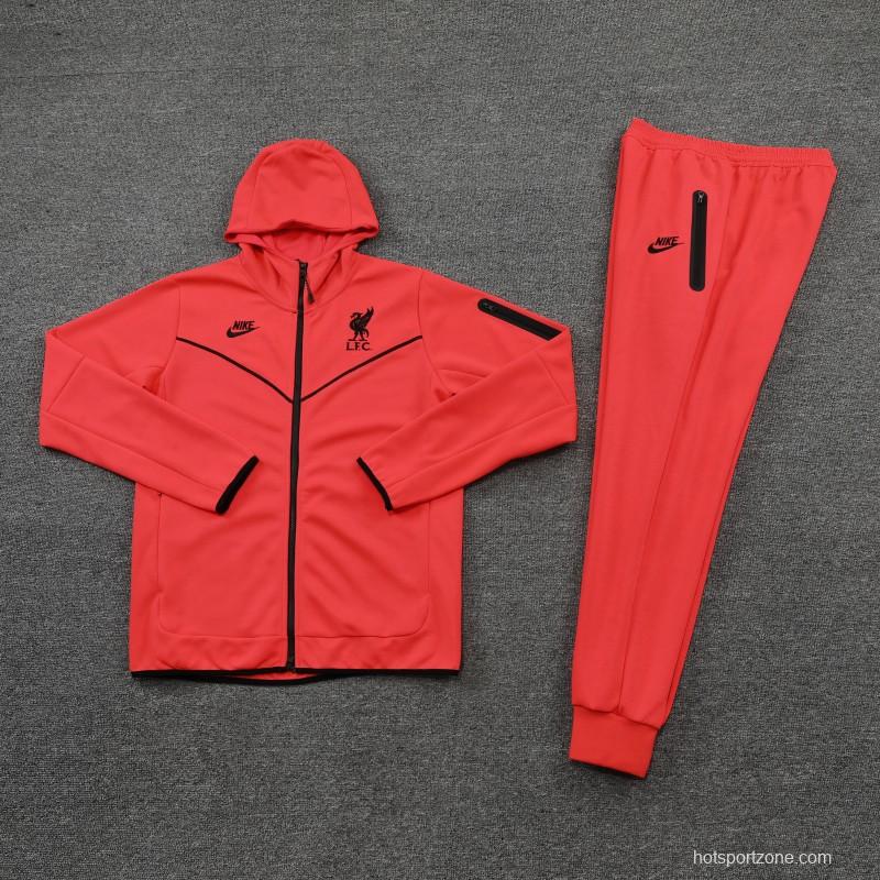 26/27 Liverpool Red Full Zipper Hooded Jacket Tracksuit + Long Pants