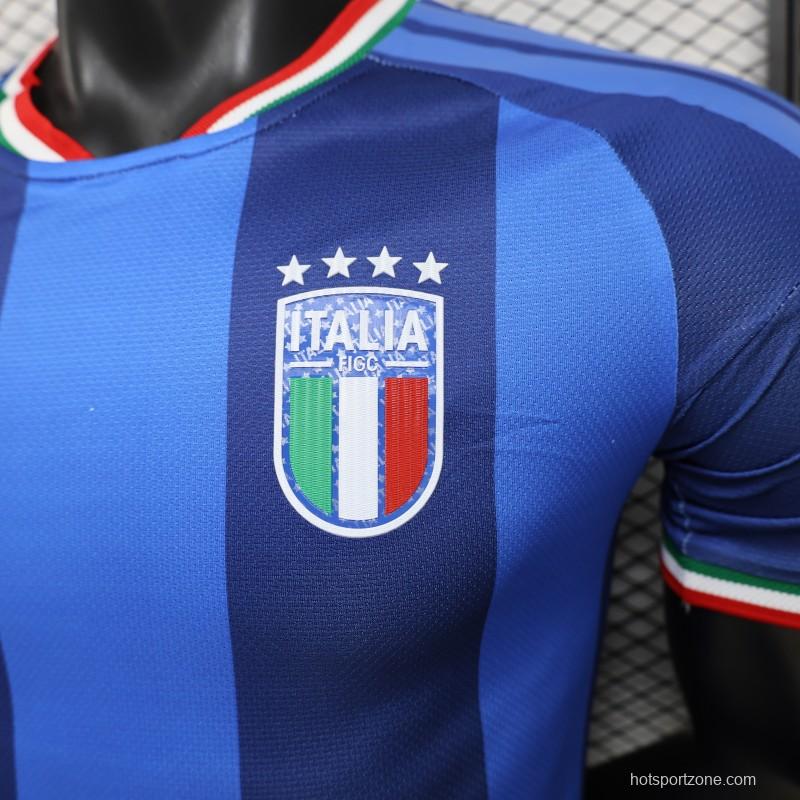 2026 Player Version Italy Blue with Tonal Vertical Stripes Jersey