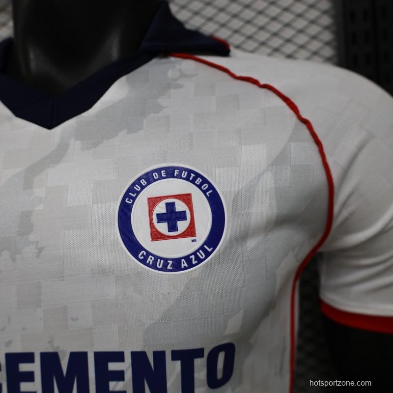 25/26 Player Version Cruz Azul White with Faint Grey Pattern Jersey