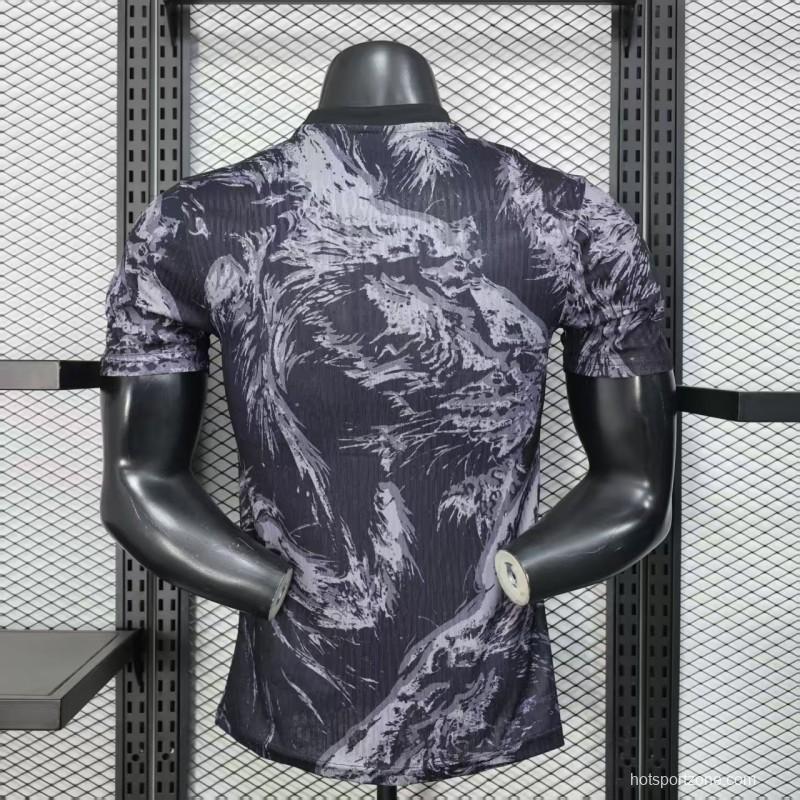 Player Version 2026 England Dark Navy with Lion Brushstroke Pattern Jersey