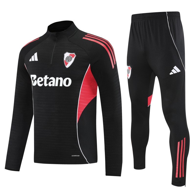 25/26 Riverbed Black Half Zipper Jacket Tracksuit + Long Pants