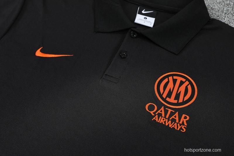 26/27 Inter Milan Black Polo Training Shirt + Long Pants Tracksuit
