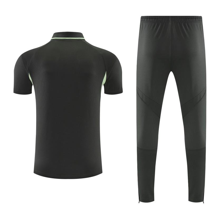 26/27 Real Madrid Black  Polo Training Shirt + Long Pants Tracksuit