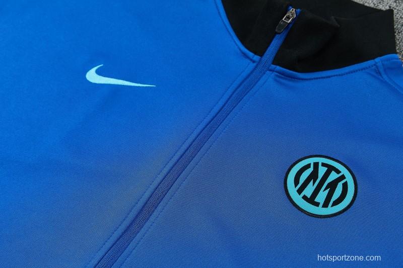 26/27 Inter Milan Blue Full Zipper Jacket Tracksuit + Black Long Pants