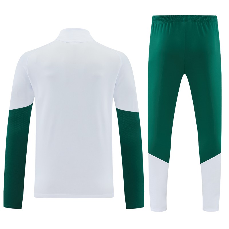 26/27 Italy White Half Zipper Jacket Tracksuit + Green Long Pants