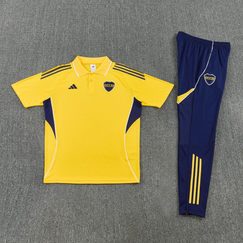 26/27 Boca Yellow Polo Training Shirt + Long Pants Tracksuit