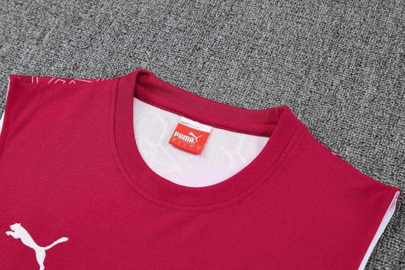 26/27 Morocco Red Sleeveless Training Vest +Green Shorts Set