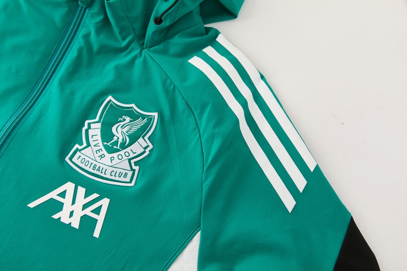 26/27 Liverpool Green Full Zipper Hooded Jacket Tracksuit + Black Long Pants