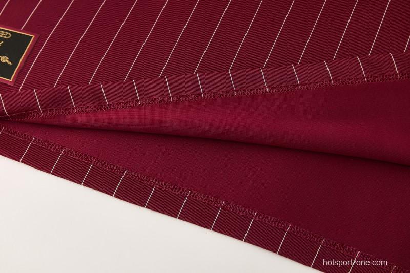 26/27  Arsenal  Maroon Pinstripe Short Sleeve+Soccer Shorts