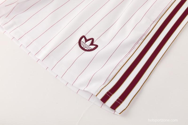 26/27 Arsenal  White Pinstripe Short Sleeve+Soccer Shorts