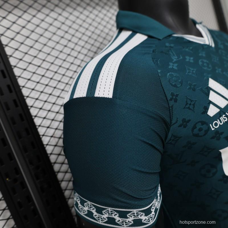 Player Version 2026 Real Madrid × Louis Vuitton Teal LV Monogram Adidas Collab Special Edition Jersey
