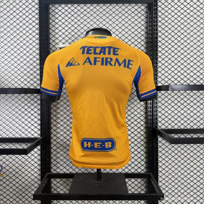 Player Version 25/26 Tigres UANL Gold with Blue Chest Band, 65th Anniversary Badge & Sportiumbet Jersey
