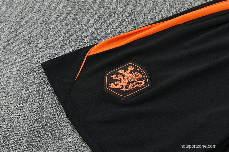 2026 Netherlands Black & Orange  Short Sleeve+Soccer Shorts