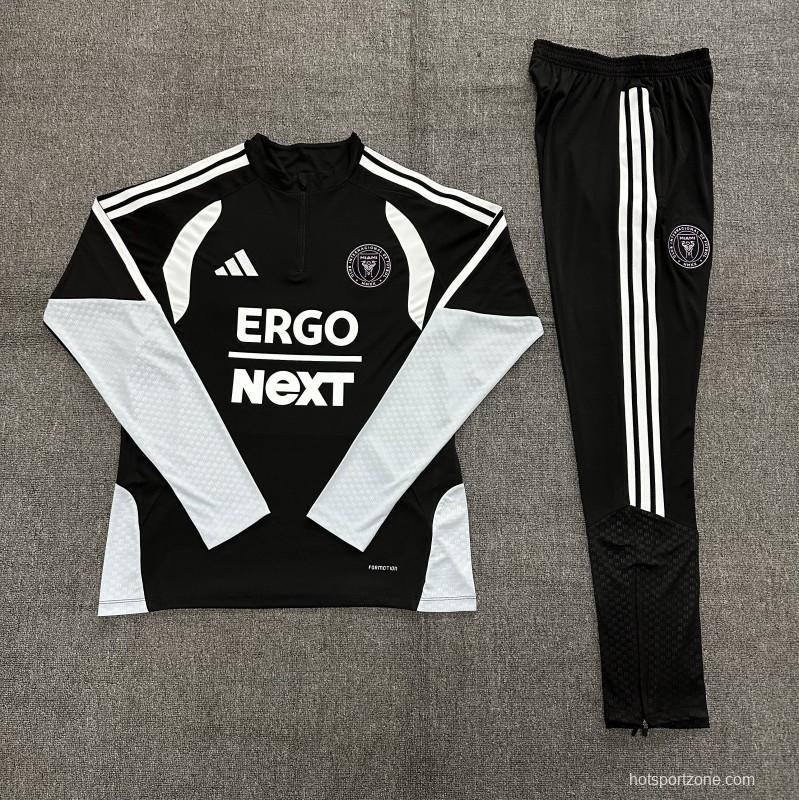 2026 Kids Inter Miami CF Black & White Half Zipper Jacket Tracksuit + Long Pants