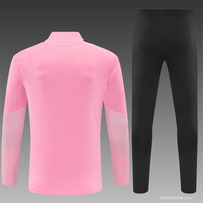 2026 Inter Miami CF Pink  Half Zipper Jacket Tracksuit + Black Long Pants