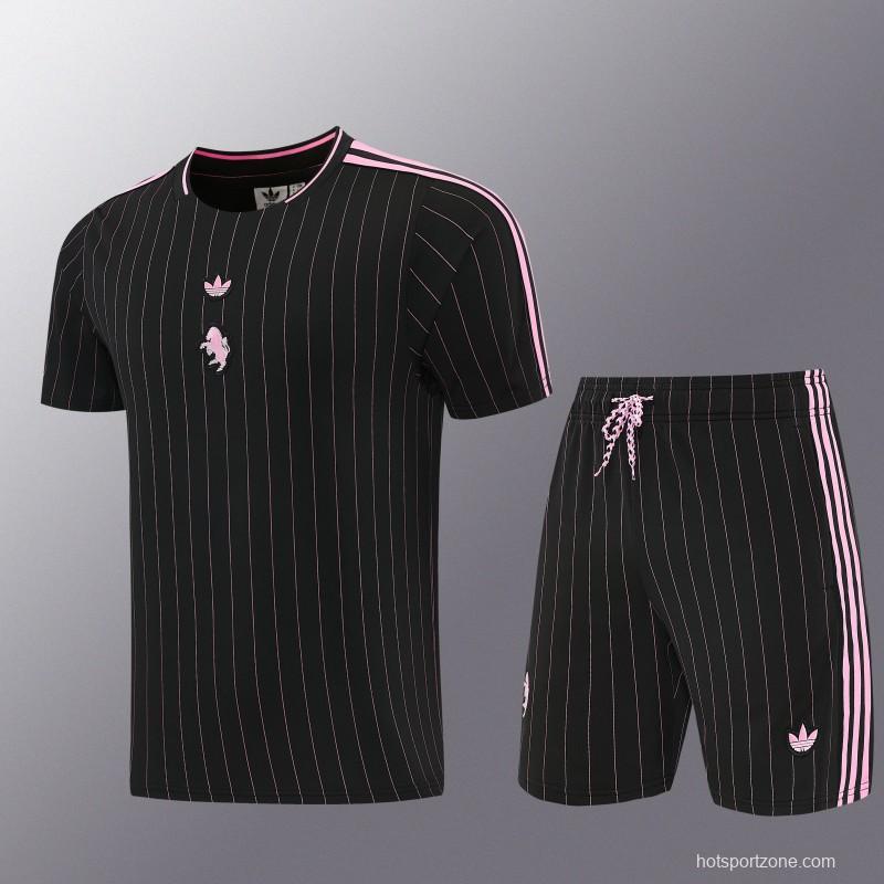 2026/27 Inter Miami CF Black Pinstripe Short Sleeve+Soccer Shorts