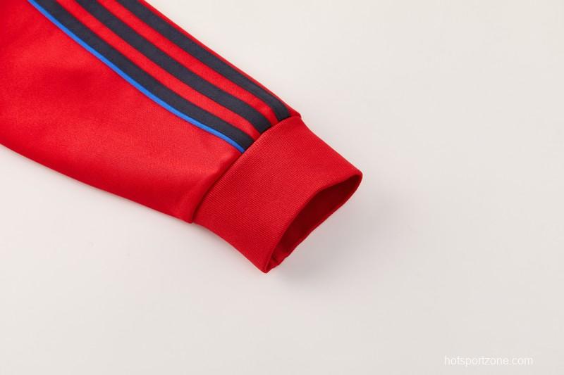 2026/27 Adidas Originals Red  Full Zipper Jacket Tracksuit + Navy Blue Long Pants