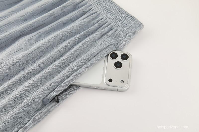 2026/27 Paris Saint-Germain White  Half Zipper Jacket Tracksuit + Light Grey Long Pants