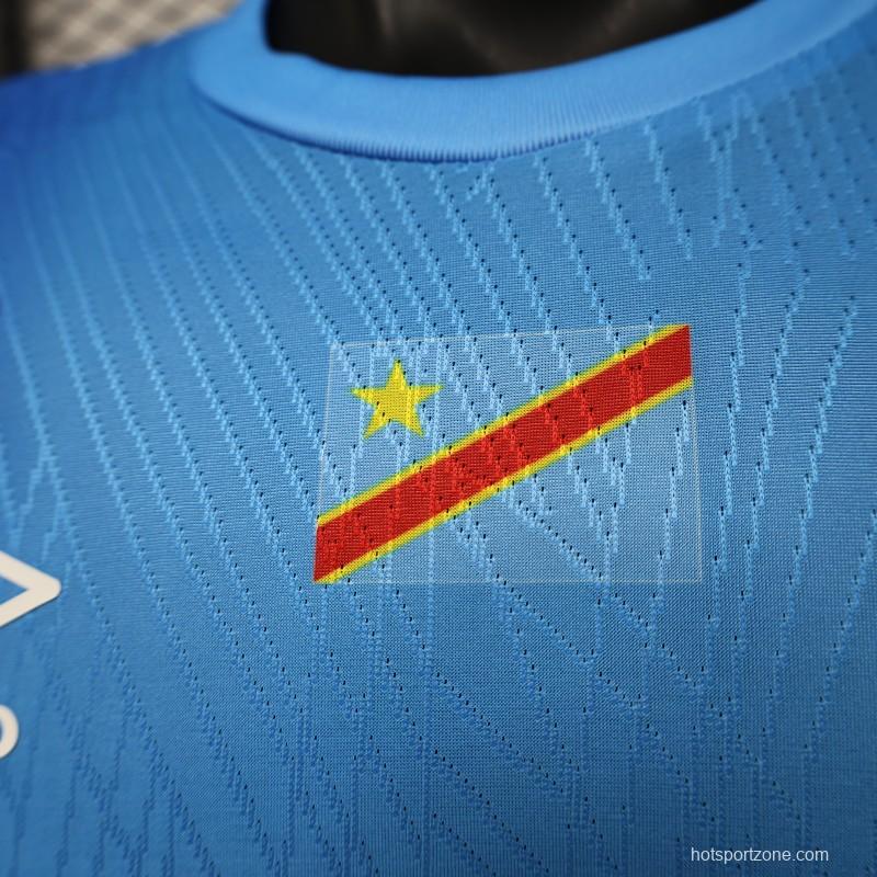 Player Version 26/27 DR Congo  Sky Blue & Red  Home Jersey