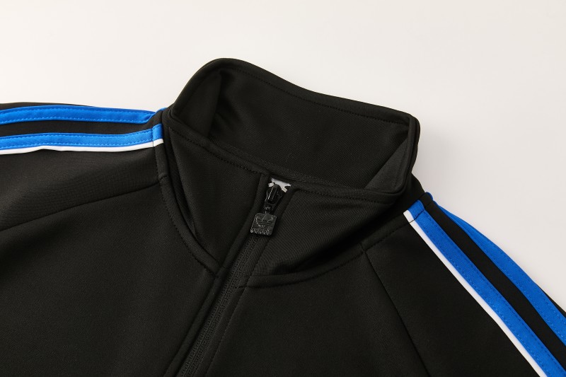 2026/27 Adidas Originals Black & Royal Blue Full Zipper Jacket Tracksuit + Long Pants