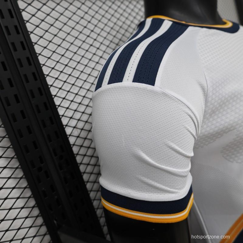 Player Version 2026 LA Galaxy Home White with  Gold Diagonal Sash Jersey