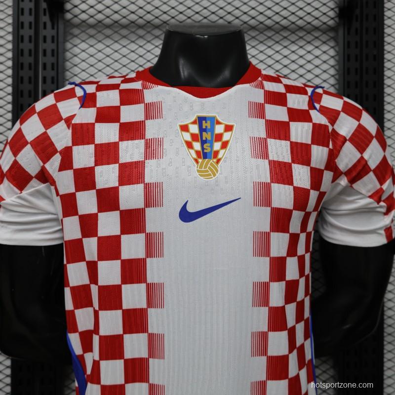 Player Version 2026 Croatia Home White & Red with Gradient Checkerboard Pattern Jersey