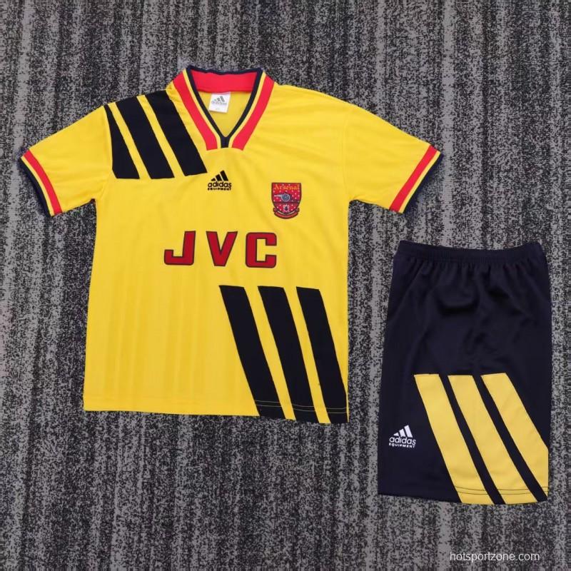 Retro 1993/94 Kids Arsenal Yellow & Black Away Jersey