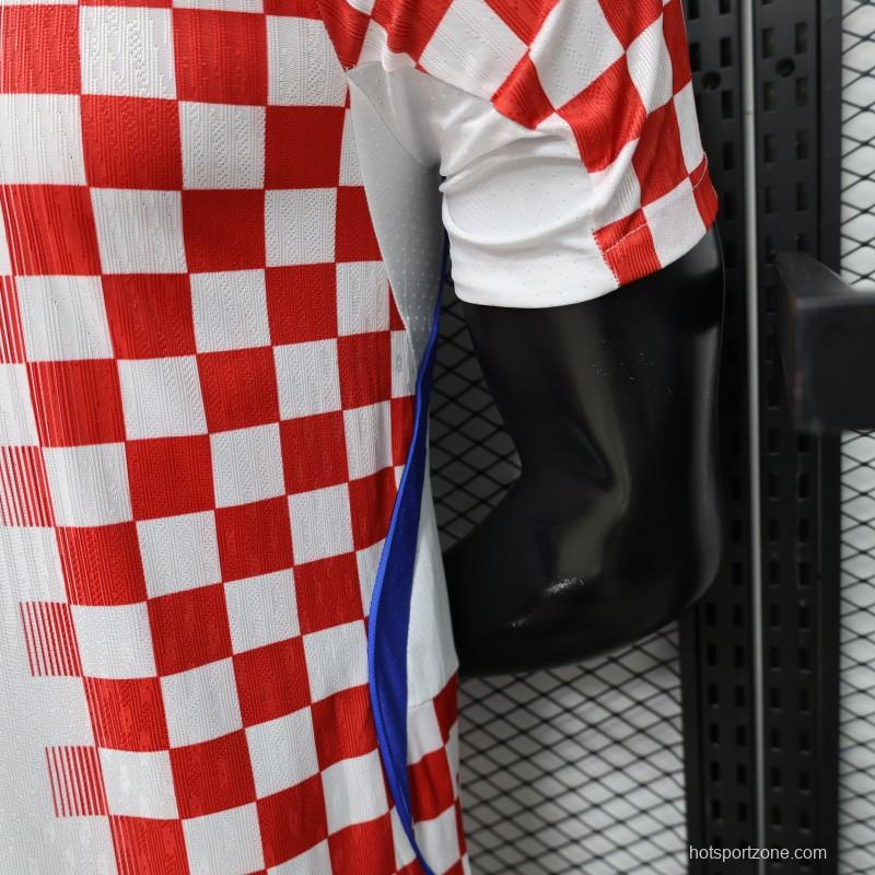 Player Version 2026 Croatia Home White & Red with Gradient Checkerboard Pattern Jersey