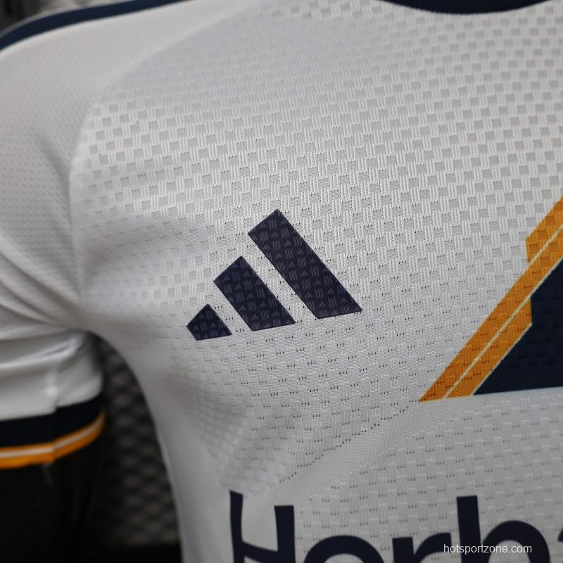 Player Version 2026 LA Galaxy Home White with  Gold Diagonal Sash Jersey