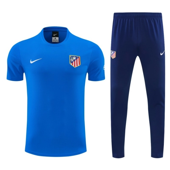 26/27 Atlético de Madrid Blue Short Sleeve Tracksuit + Navy Blue Long Pants
