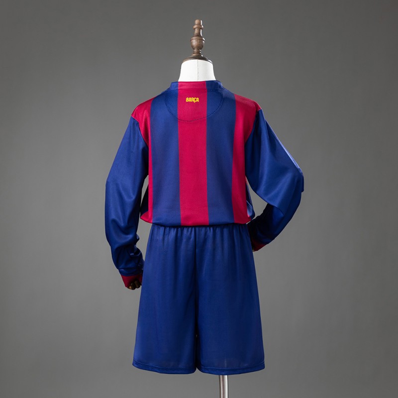 14/15 Kids Barcelona Home Retro Long-Sleeve Kit Jersey Size 16-28