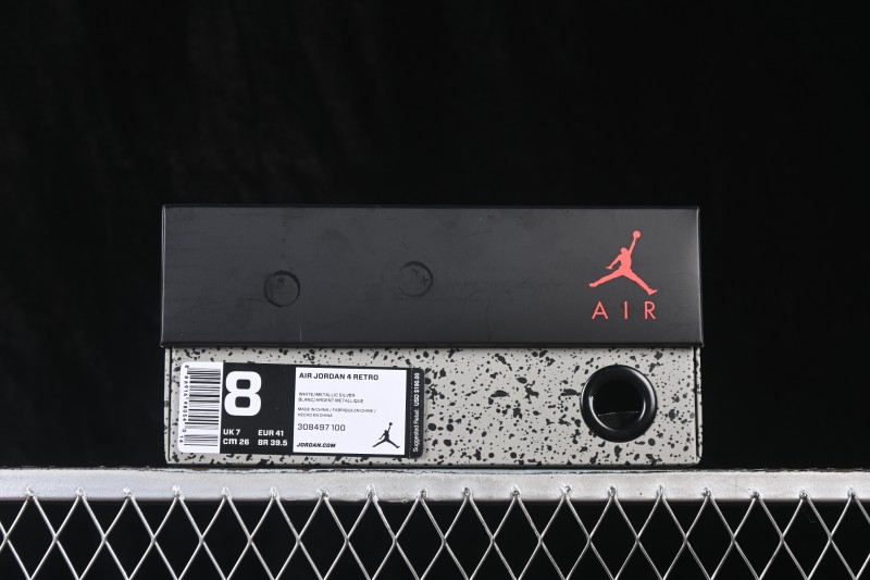 Nike Air Jordan 4 Retro PureMoney White Cat Leather Sneakers - 308497-100