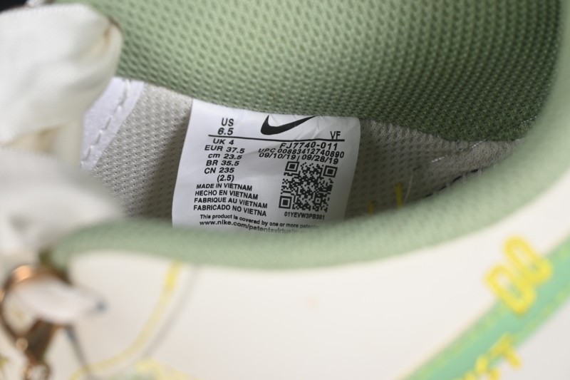 Nike Air Force 1 '07 Low Canvas Sneakers with Hand-Painted Jade Pearl Detailing - FJ7740-111