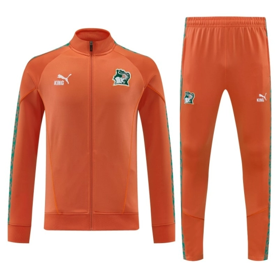 26/27 Côte d'Ivoire Orange Full Zipper Jacket Tracksuit + Long Pants