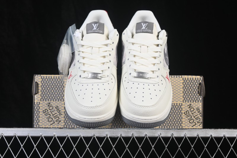 Nike Air Force 1 '07 Low Casual Sneakers with Full-Length Air Cushion and Classic White-Red Design - HS6188-134