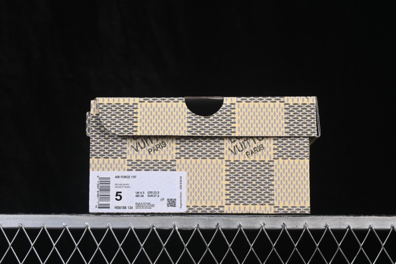 Nike Air Force 1 '07 Low Casual Sneakers with Full-Length Air Cushion and Classic White-Red Design - HS6188-134