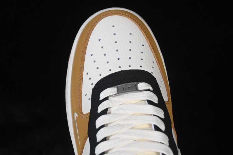 Nike Air Force 1 '07 Low White Wheat Black Panel Casual Sneakers - IH0687-700