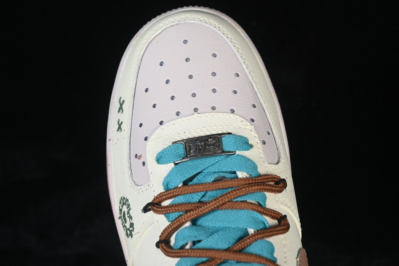 Nike Air Force 1 '07 Low Hand-Drawn Doodle Sneakers with Mint Lime Accents - DZ1382-121