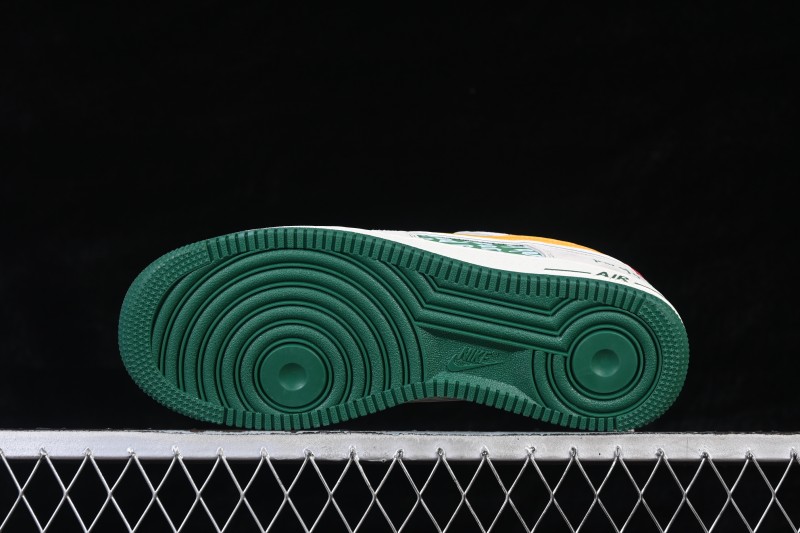 Nike Air Force 1 '07 Low Casual Sneakers with Grey-Green Accents and Full-Length Air Cushion - SY1388-025
