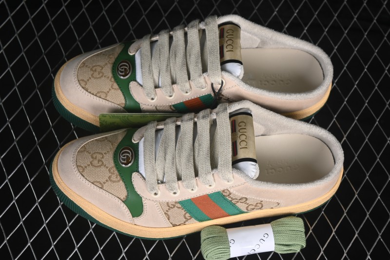 Gucci Screener Sneaker Pearl GG Pattern Flat Slipper Mule Shoes - 0YIA05380