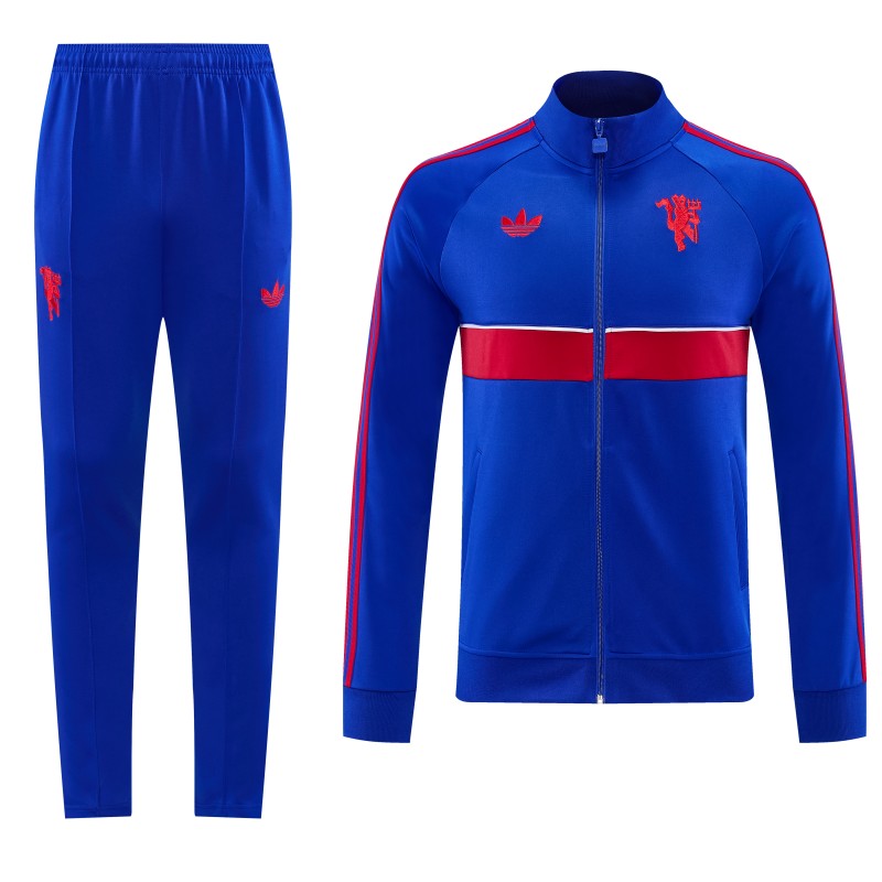 26/27 Manchester United Blue Full Zipper Jacket Tracksuit + Long Pants