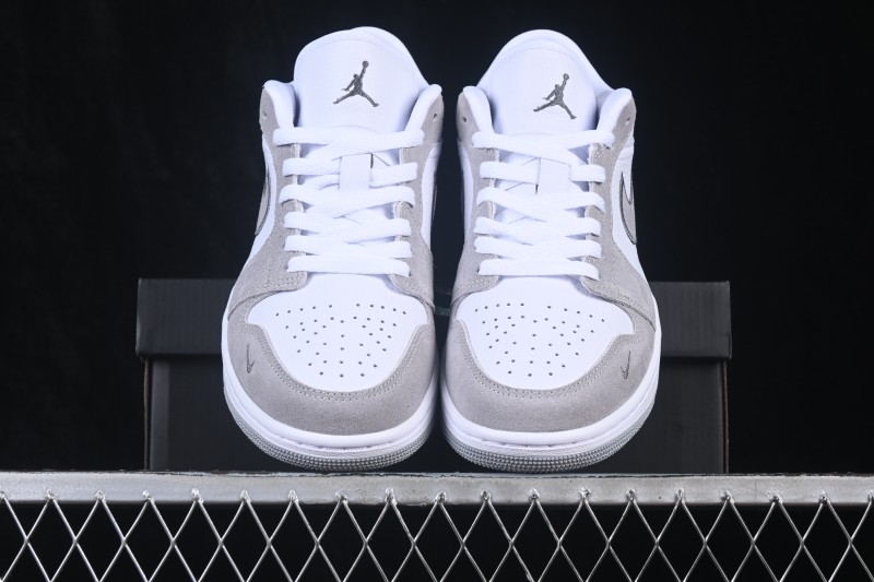 Nike Air Jordan 1 Low AJ1 Embroidered White Grey Low-Top Retro Cultural Basketball Shoes - IX3959-100