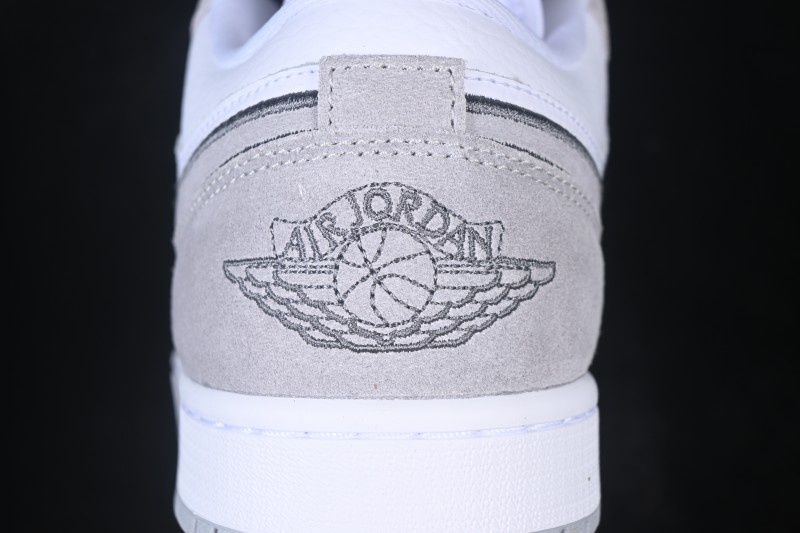 Nike Air Jordan 1 Low AJ1 Embroidered White Grey Low-Top Retro Cultural Basketball Shoes - IX3959-100