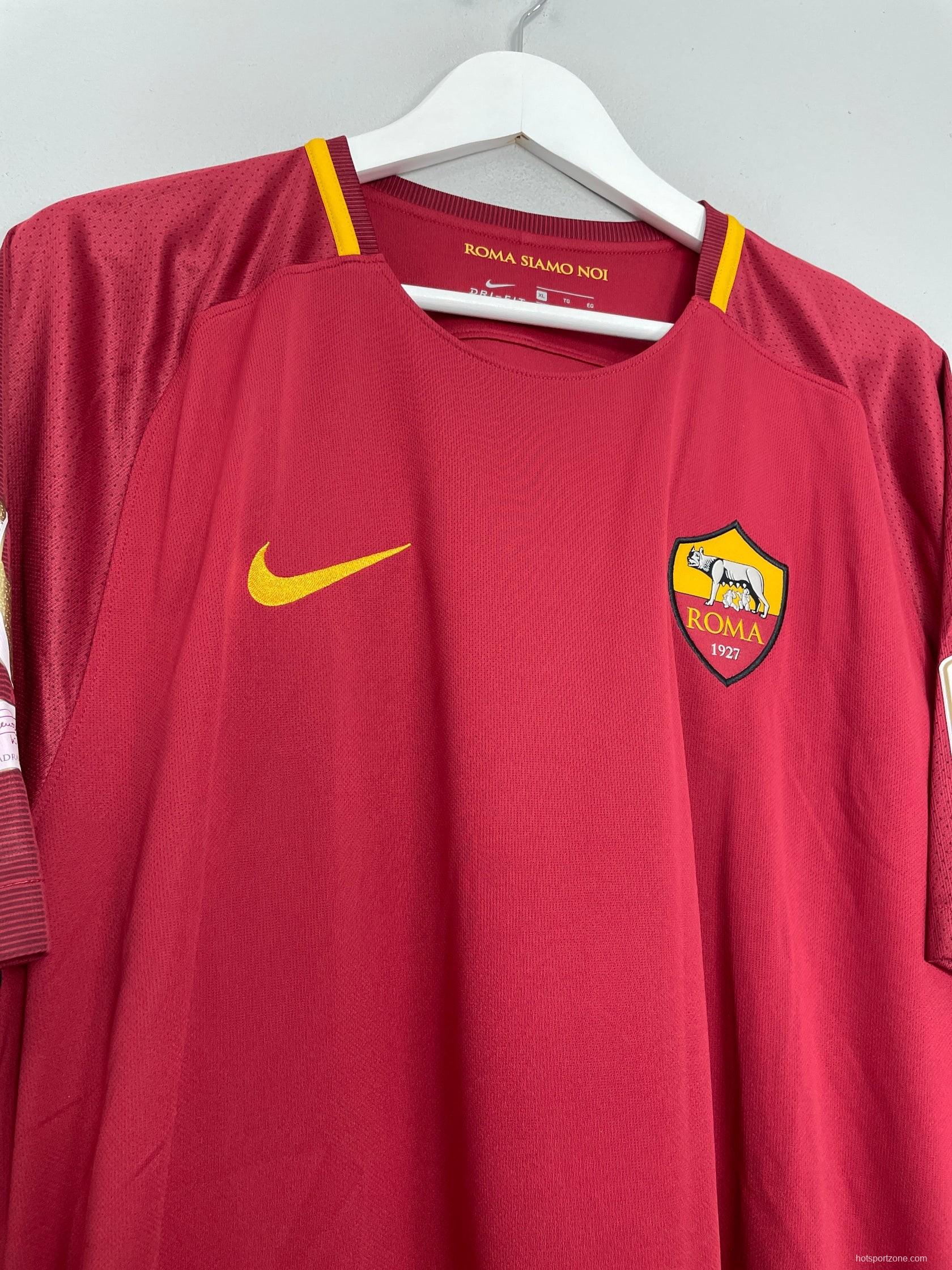 Retro 17/18 AS Roma Home Jersey Francesco Totti Signature Jersey Tribute For Last Match
